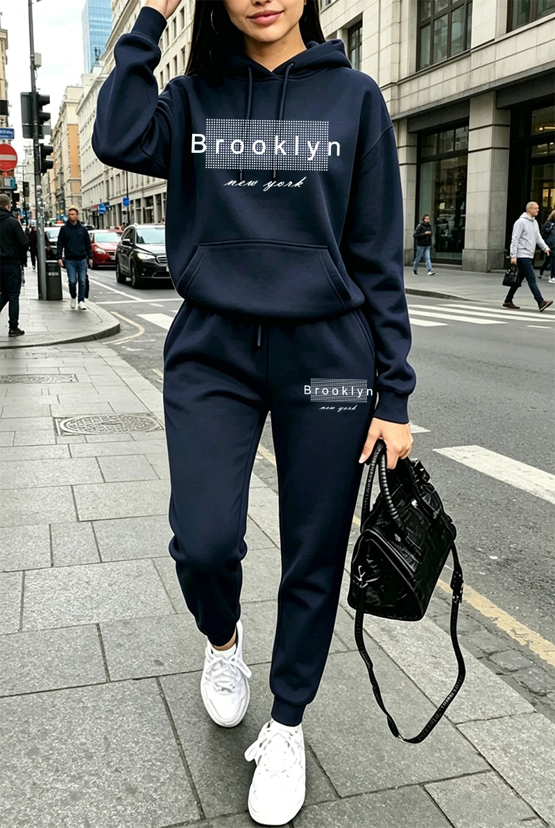 Winter Clothing Hoodie - Setelan Olahraga Wanita, Hoodie Kasual Bermotif,
