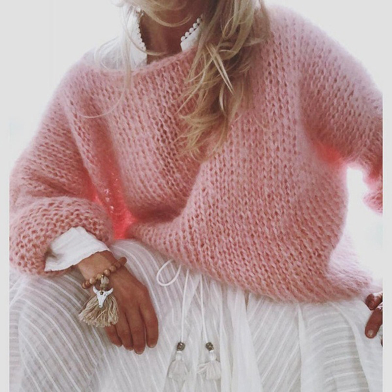 Winter Clothing Amazon - Sweater wanita Mohair 2024 pakaian sweter