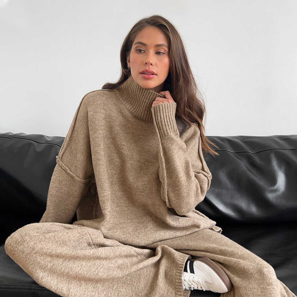 Winter Clothing Kit - Setelan wanita rajut tebal santai, pakaian